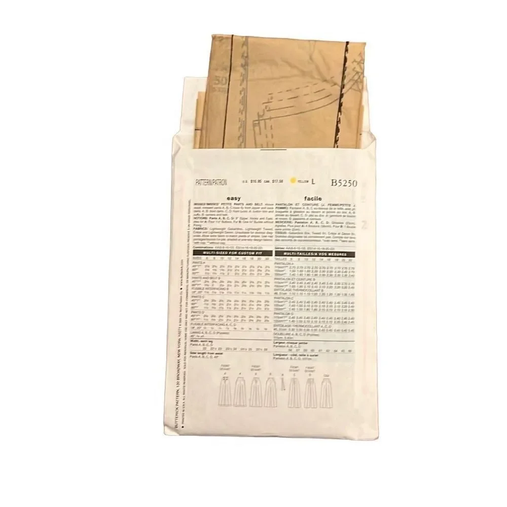 Vintage Butterick B5250 Pants & Belt Sewing Pattern New (2008) Size AA‎ (6-12)